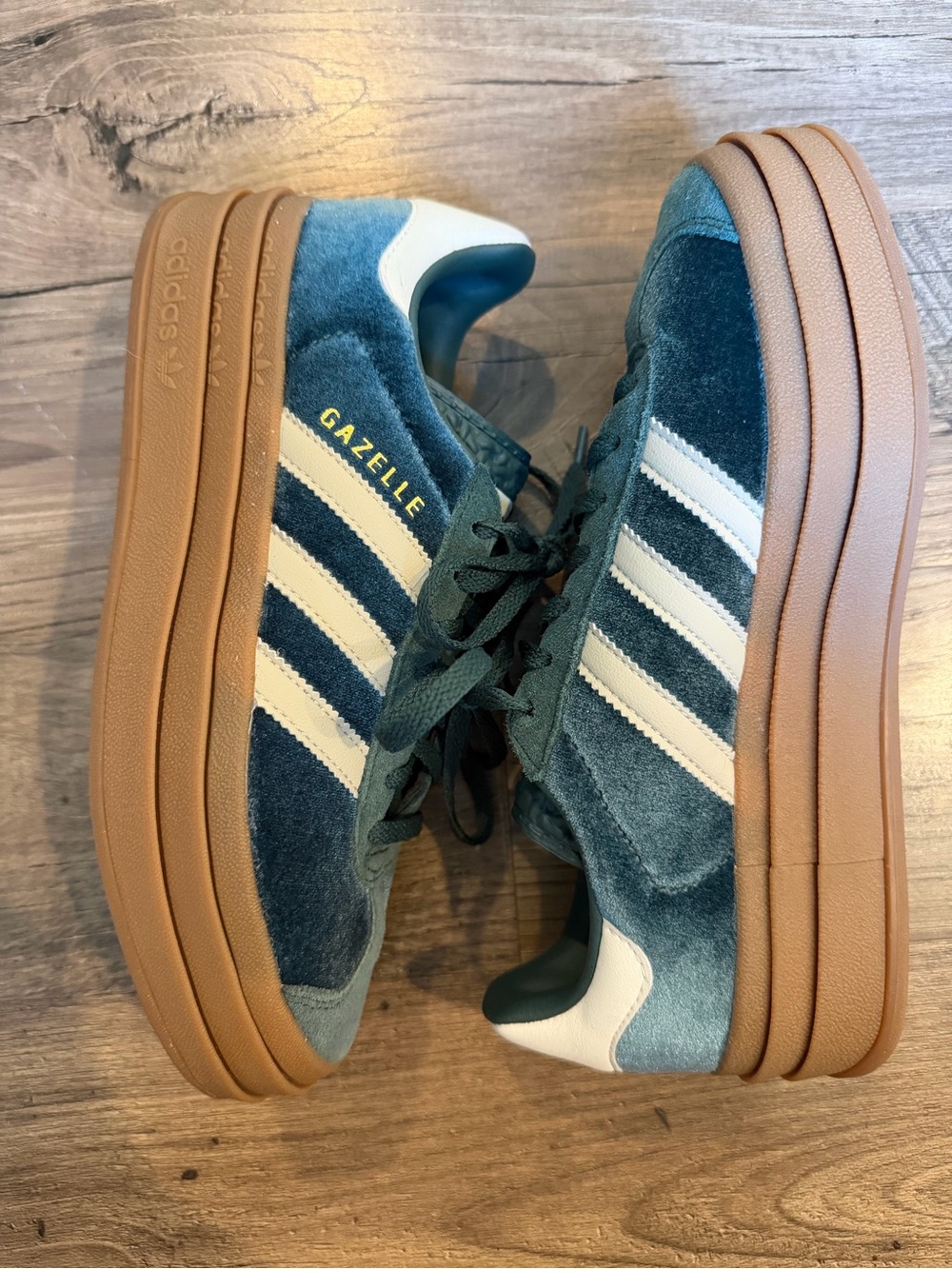 adidas Gazelle Platform Sneakers in Teal with Gumsole